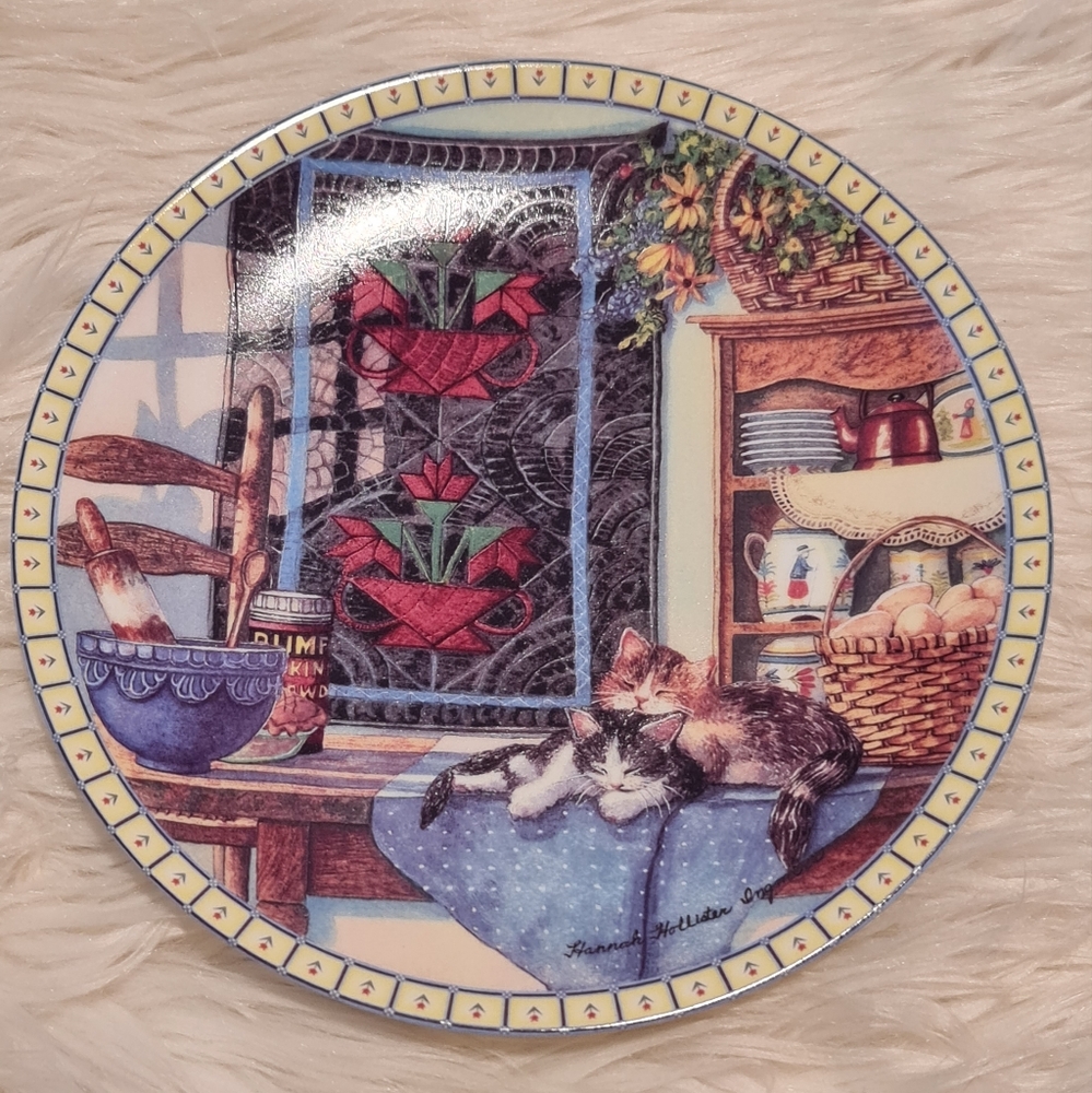 1990 Vintage China Kittens Collectible Plate " Lazy Morning "